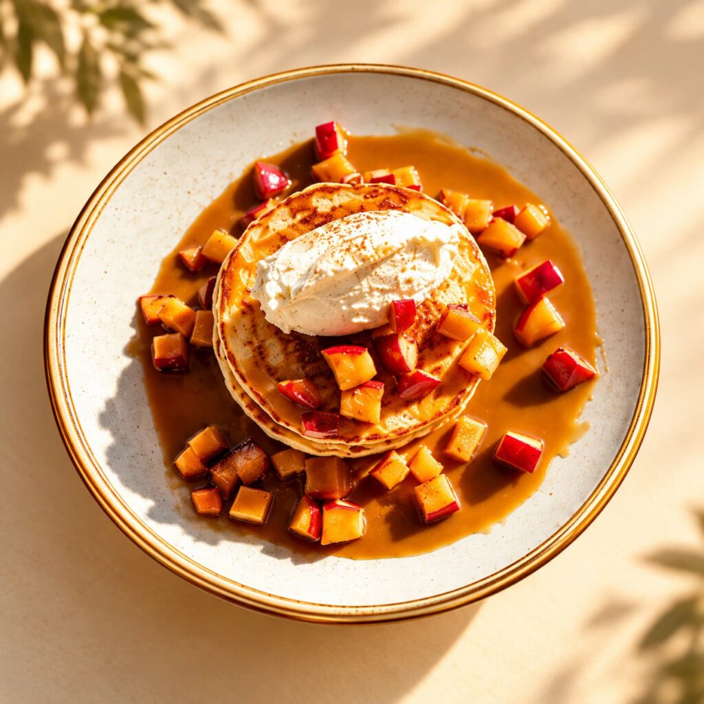 Pancakes s karamelizovanými jablkami a mascarpone
